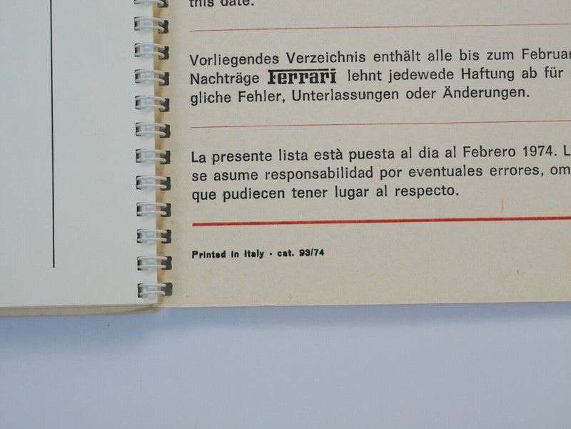 1974 Ferrari Dealer Directory 