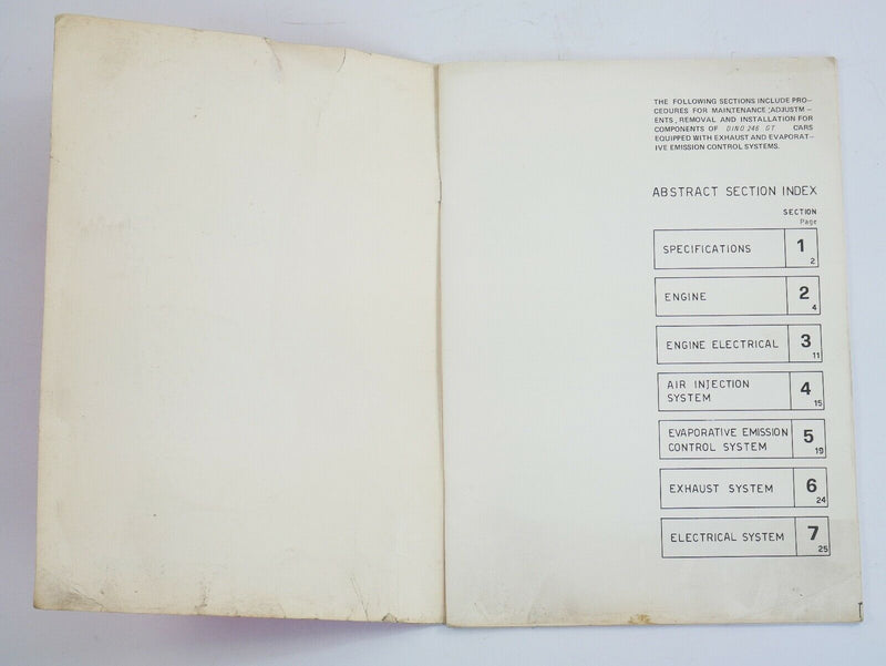 1973 Ferrari 246 GT Dino Chassis Service Abstract Manual
