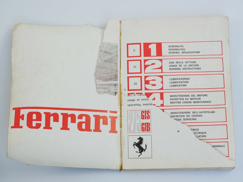 Ferrari 275 Owner's Manual Handbook