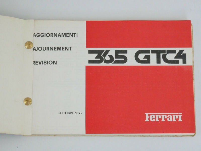 Ferrari 365 GTC/4 Spare Parts Catalogue Manual