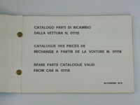 Ferrari 246 Dino Spare Parts Catalogue Manual