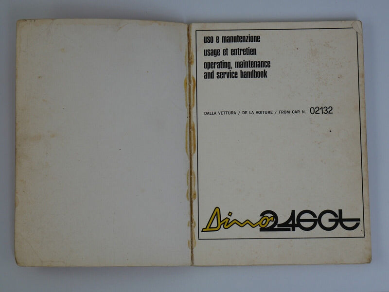 1974 Ferrari 246 Dino Owner's Manual Pouch 
