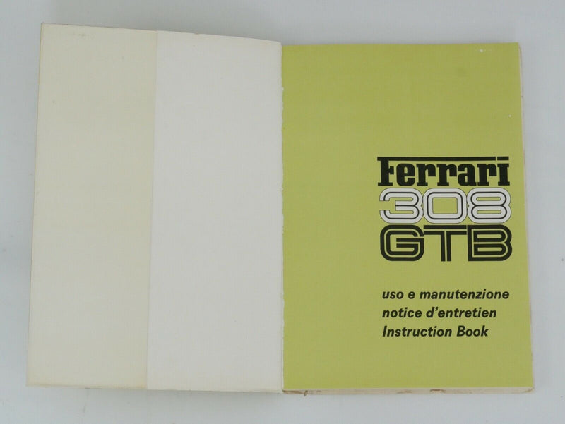 1975-78 Ferrari 308 GTB Owner's Manual Handbook