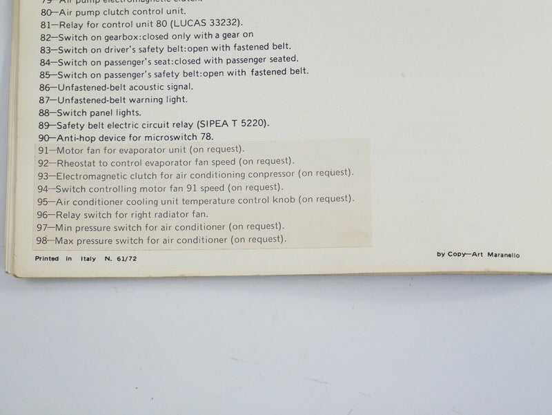 1973 Ferrari 246 GT Dino Chassis Service Abstract Manual
