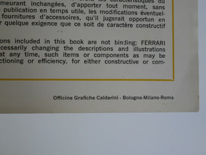  Ferrari 365 GTC/4 Owner's Manual Handbook