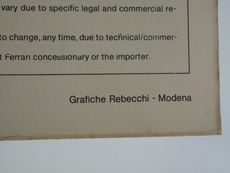  Ferrari Mondial 8 Owner's Handbook Manual