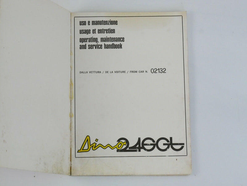  Ferrari 246 Dino Owner's Manual Handbook