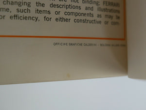 Ferrari 246 Dino Owner's Manual Handbook