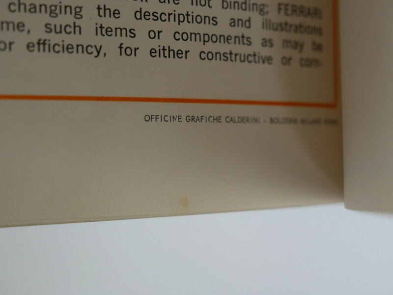 Ferrari 246 Dino Owner's Manual Handbook