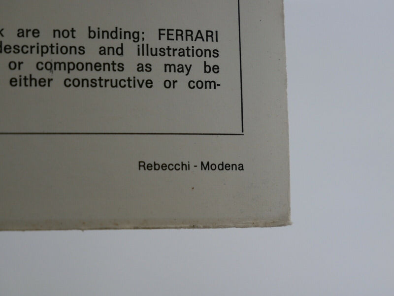 Ferrari 400 GT Owner's Manual Handbook