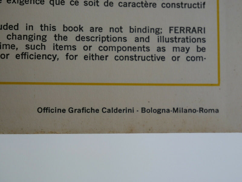 1973-76 Ferrari 365 GT4 2+2 Owner's Manual Handbook