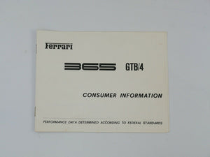 Ferrari 365 GTB/4 Daytona Consumer Information Manual