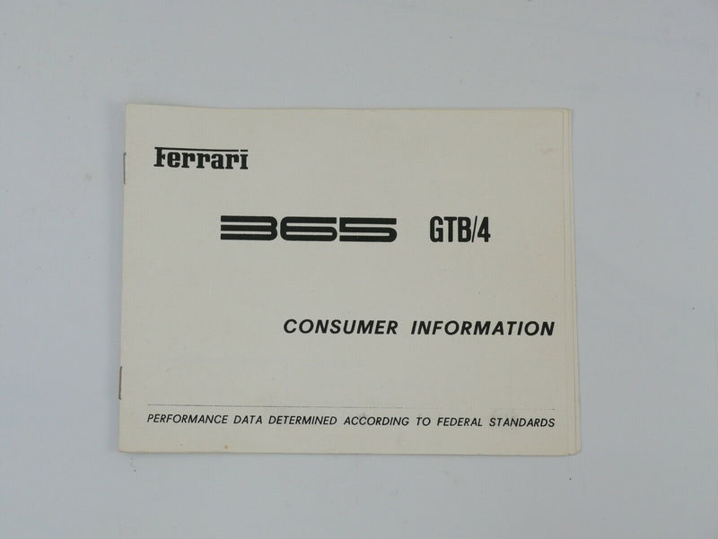 Ferrari 365 GTB/4 Daytona Consumer Information Manual