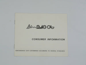 Ferrari 246 Dino Consumer Information Manual