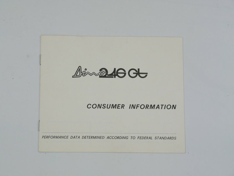 Ferrari 246 Dino Consumer Information Manual