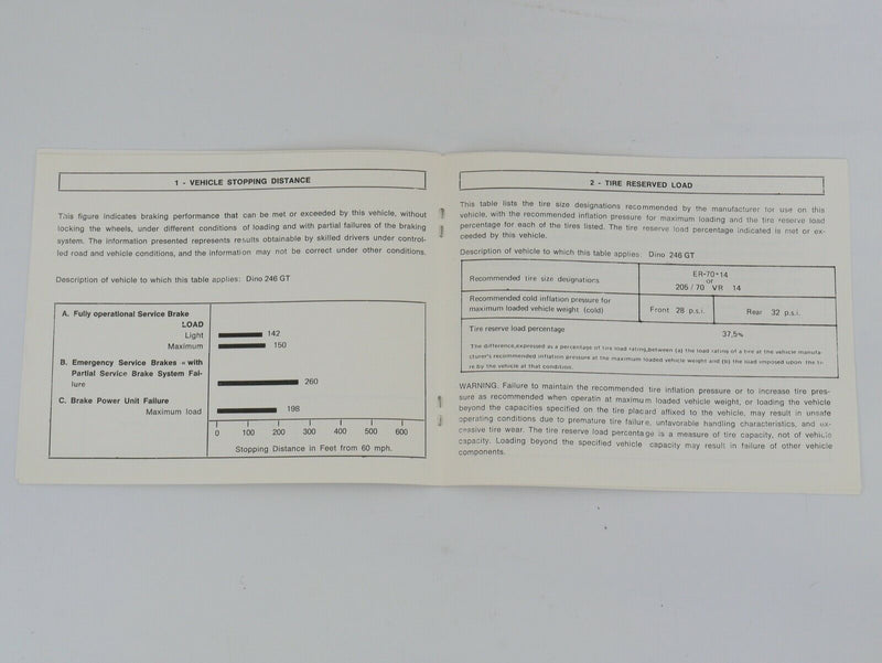 Ferrari 246 Dino Consumer Information Manual
