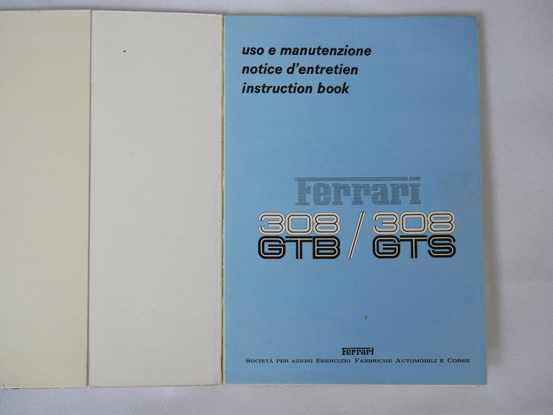 1978 Ferrari 308 GTB GTS Manual Handbook Pouch Set