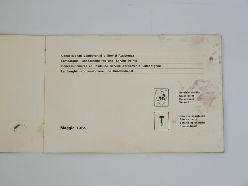 1969 Lamborghini Dealer Directory Manual Handbook Miura Islero Espada