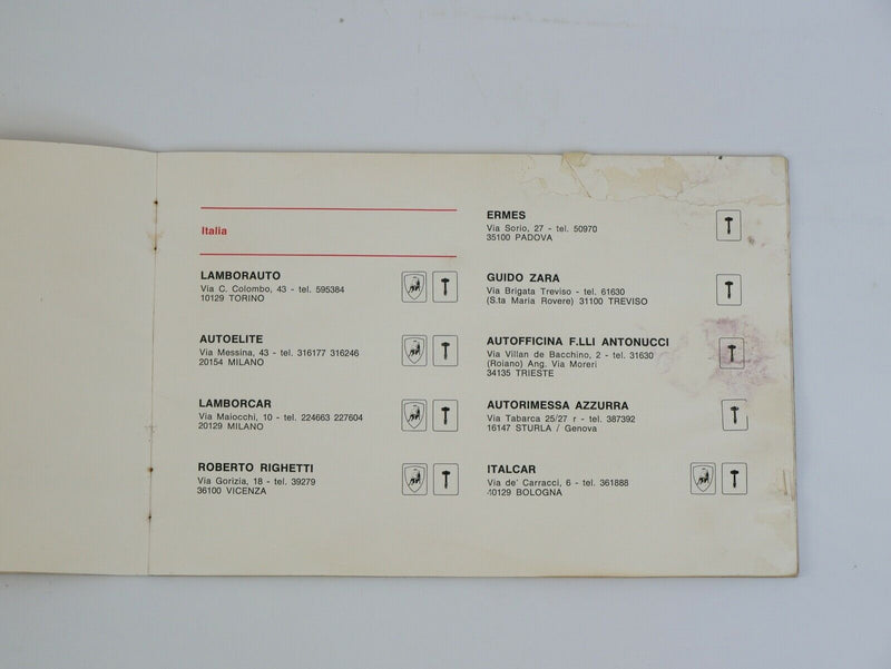 1969 Lamborghini Dealer Directory Manual Handbook Miura Islero Espada