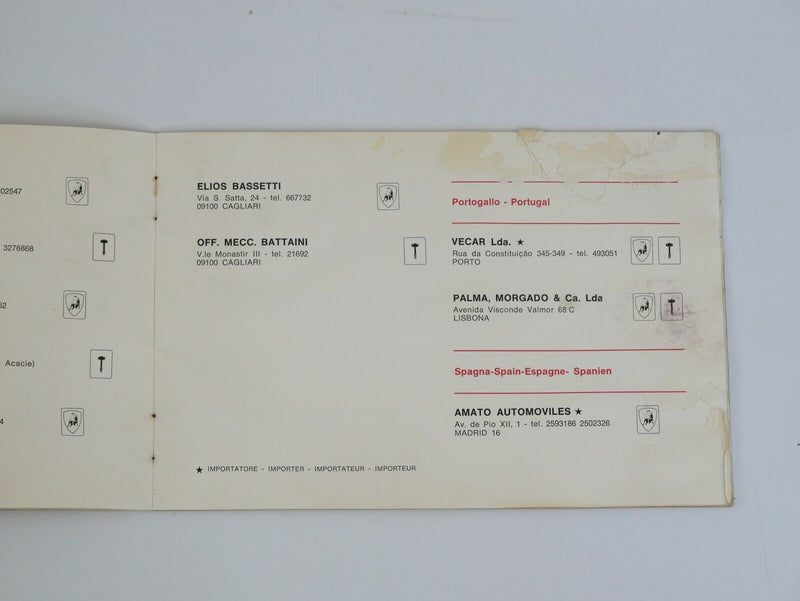 1969 Lamborghini Dealer Directory Manual Handbook Miura Islero Espada
