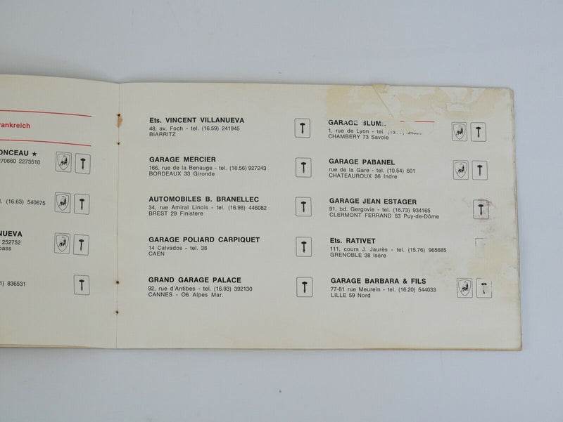 1969 Lamborghini Dealer Directory Manual Handbook Miura Islero Espada