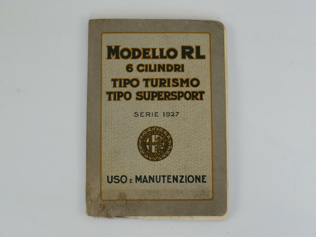 1927 Alfa Romeo RL 6C Handbook Manual