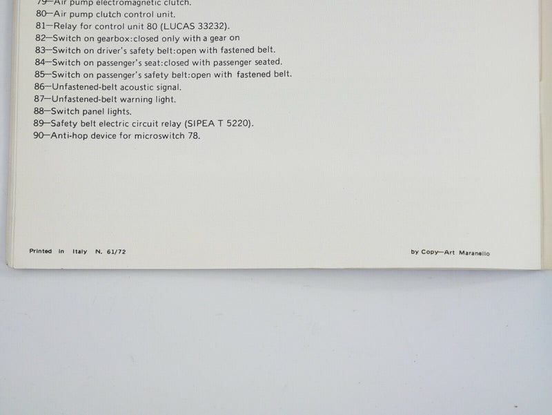 1972 Ferrari 246 GT Dino Chassis Service Abstract Manual